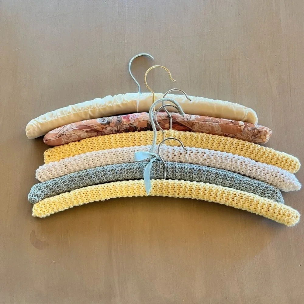 6 Vintage Padded + Crochet Hangers‎ Cottagecore Closet Vibes Shabby Chic Granny